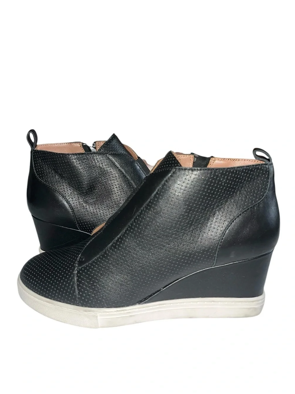 Paolo Black Perforated Wedge Sneaker Booties